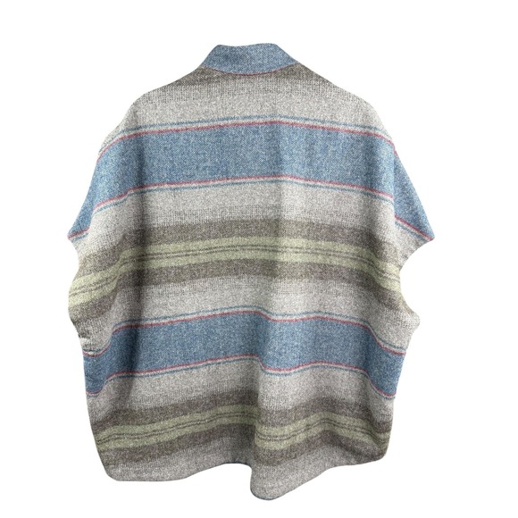 Eddie Bauer Poncho Womens Medium Gray Wool Blend Striped Cape Jacket Coat - Picture 5 of 7